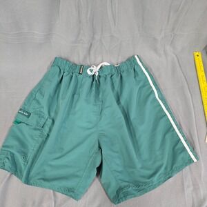 Vintage Pacific‎ Surf Mens 3XL Teal Green Swim Trunks Cargo Pocket Board Shorts
